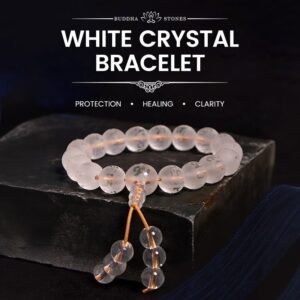 For When You Need Quiet Presence | Tibet White Crystal Black Onyx Om Mani Padme Hum Meditation Bracelet