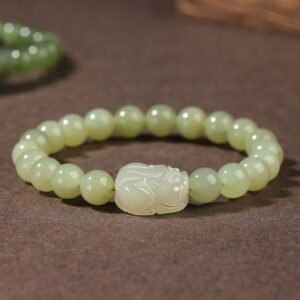 🔮 Quiet Wisdom, Worn Daily. Hetian Jade PiXiu Carved Bracelet by AetherFate