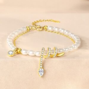 🔮 For When You Need Gentle Focus | Sterling Silver Year Of The Snake Pearl Bracelet Necklace Pendant