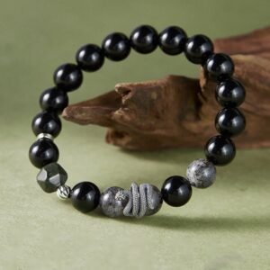 For When You Need Gentle Clarity — Rutilated Quartz & Obsidian Bracelet | AetherFate