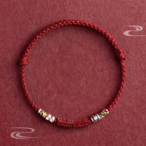 🔮 For When You Need Gentle Focus | Sterling Silver Om Mani Padme Hum Cinnabar Blessing Child Adult Bracelet