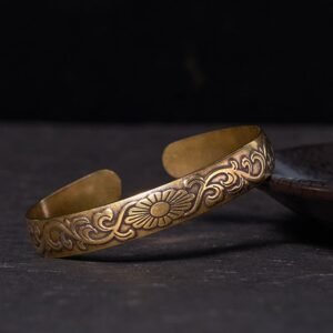Quiet Connection, Worn Daily. Daisy Flower Vine Copper Brass Self Care Cuff Bracelet Bangle by AetherFate