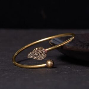 For When You Need Quiet Connection | Leaf Bead Copper Brass cuff Bracelet Bangle