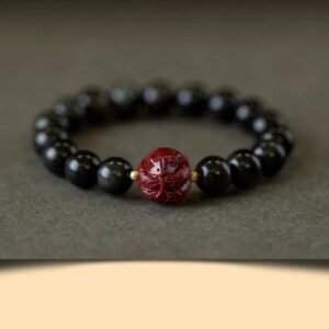 Chinese Black Obsidian Cinnabar Purification Bracelet | Your Quiet Daily Anchor for Inner Stillness | AetherFate