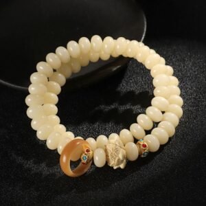 For When You Need Quiet Grounding | Bodhi Seed Peach Wood Lotus Double Wrap Bracelet