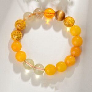 Quiet Warmth, Worn Daily. Five Elements Various Agate Crystal Rutilated Quartz Tiger Eye Yellow Agate Citrine Bracelet by AetherFate