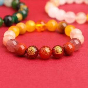 Five Elements Various Agate Crystal South Red Agate Strawberry Quartz Sun Stone Citrine Bracelet | Your Quiet Daily Anchor for Gentle Optimism | AetherFate