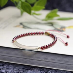 For When You Need Inner Warmth | Garnet Gray Agate Calm Cuff Half Bracelet Bangle