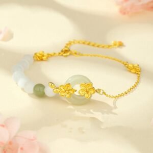 Chrysoberyl Hetian Jade 999 Sterling Silver Love Bracelet | Your Quiet Daily Anchor for Gentle Focus | AetherFate