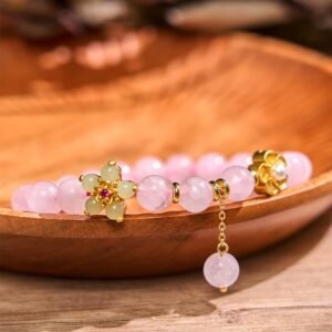 Pink Crystal Citrine Flower Warmth Bracelet | Your Quiet Daily Anchor for Gentle Optimism | AetherFate