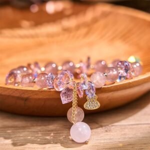 For When You Need Gentle Clarity | Strawberry Quartz Crystal Gourd Positive Bracelet