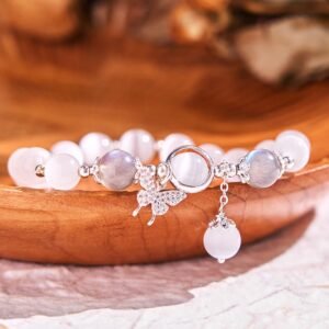 For When You Need Quiet Presence | Cat's Eye Moonstone Butterfly Star Charm Support Bracelet