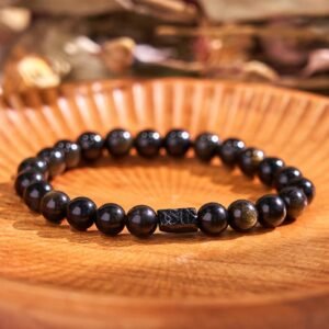 For When You Need Quiet Warmth | Gold Sheen Obsidian Black Tourmaline Bracelet
