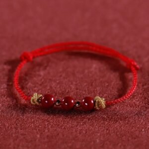 Gentle Warmth, Worn Daily. Colorful String Cinnabar Calm Bracelet by AetherFate