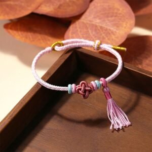 Colorful String Peach Blossom Knot Tassels Bracelet | Your Quiet Daily Anchor for Quiet Presence | AetherFate