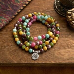 108 Mala Beads Multi-layer Tourmaline Lotus Wisdom Bracelet | Your Quiet Daily Anchor for Quiet Presence | AetherFate