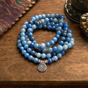 For When You Need Quiet Presence | 108 Mala Beads Multi-layer Blue Aventurine Lotus Calm Bracelet