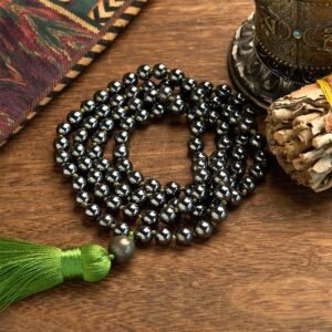 Quiet Presence, Worn Daily. 108 Mala Beads Stone Hematite Tassel Powerful Bracelet by AetherFate