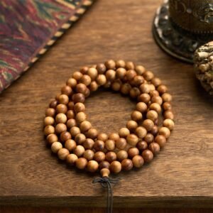 🔮 Quiet Grounding, Worn Daily. 108 Mala Beads Lightning Strike Peach Wood Hand Polishing Bracelet by AetherFate