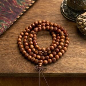 For When You Need Quiet Warmth | 108 Mala Beads Lightning Struck Jujube Wood The Golden Light Mantra Bracelet