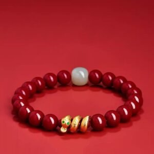 For When You Need Quiet Wisdom | Cinnabar Bead Hetian Jade Year Of The Snake Blessing Bracelet