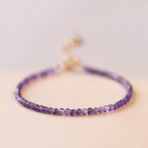 For When You Need Quiet Warmth | 2.5mm Amethyst Ultra-thin Beads 14k Gold Plated Copper Inner Peace Bracelet | AetherFate