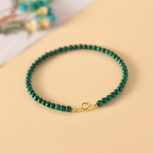 4mm Malachite Beads 14k Gold Plated Copper Anti-anxiety Bracelet | Your Quiet Daily Anchor for Quiet Warmth | AetherFate