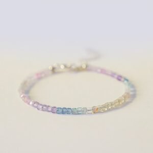 2.5mm Fluorite Ultra-thin Beads 14k Gold Plated Copper Heart Power Bracelet | Your Quiet Daily Anchor for Quiet Warmth | AetherFate