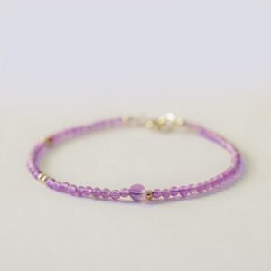 For When You Need Quiet Warmth | 2mm Ultra-Thin Beads Amethyst 14k Gold Plated Copper Inner Peace Meditation Bracelet | AetherFate