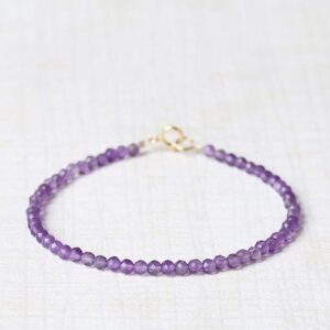 Quiet Warmth, Worn Daily. 3mm Amethyst Ultra-thin Beads 14k Gold Plated Copper Awareness Bracelet | AetherFate