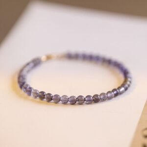 For When You Need Quiet Warmth | 3mm Amethyst Iolite Ultra-thin Beads 14k Gold Plated Copper Communication Bracelet | AetherFate