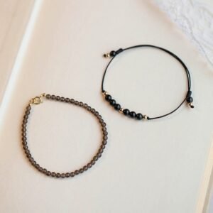 For When You Need Quiet Grounding — Smoky Quartz & Obsidian Bracelet | AetherFate