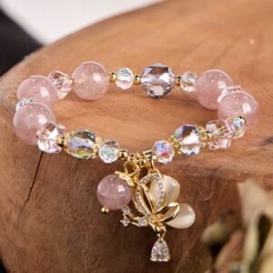 Soft Joy, Worn Daily. Strawberry Quartz Bracelet by AetherFate