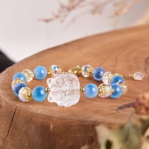 For When You Need Steady Presence | Blue Candy Agate White Crystal Nine Tailed Fox Harmony Bracelet