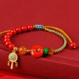 Gentle Warmth, Worn Daily. Cinnabar String Peace Buckle Blessing Bracelet by AetherFate