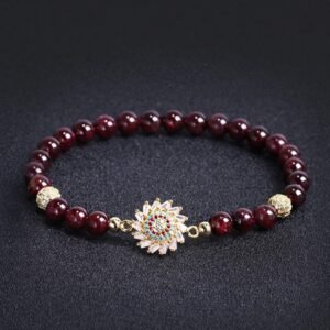 For When You Need Inner Warmth | Garnet Flower Zircon Bead Bracelet | AetherFate