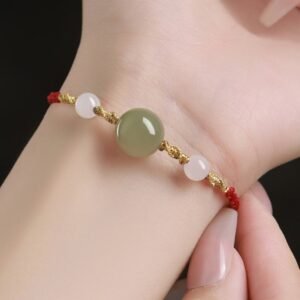 For When You Need Quiet Wisdom | Hetian Jade Black Onyx Red Agate Bead Braided Bracelet