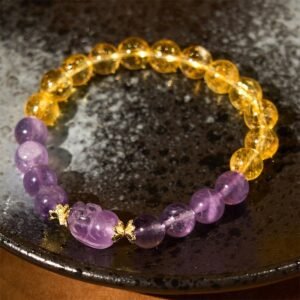 For When You Need Gentle Optimism | Citrine Amethyst Wealth-attuned Prosperity Bracelet | AetherFate