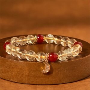 For When You Need Gentle Optimism | Citrine Red Agate Moon Prosperity Bracelet