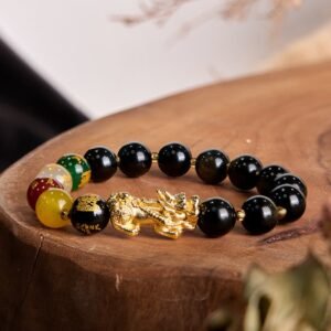 Gold Sheen Obsidian PiXiu Five Directions Gods of Bracelet | Your Quiet Daily Anchor for Quiet Warmth | AetherFate