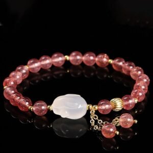 Strawberry Quartz & Agate Bracelet | Your Quiet Daily Anchor for Soft Joy | AetherFate