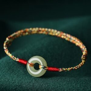 For When You Need Quiet Wisdom | Handmade Peace Buckle Jade Prosperity Colorful Rope Bracelet