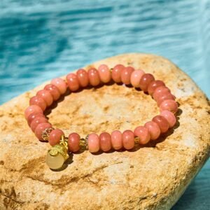 Strawberry Quartz Cyan Jade Cat Beads Bracelet | Your Quiet Daily Anchor for Quiet Wisdom | AetherFate