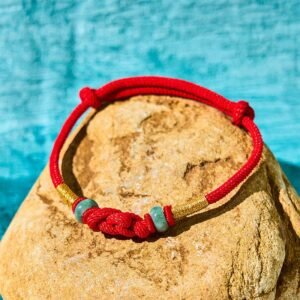 Quiet Wisdom, Worn Daily. Red String Jade Fortune Knot Braided Couple Bracelet by AetherFate