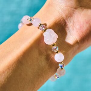 For When You Need Gentle Clarity | Rose Quartz Crystal Rabbit Chain Bracelet