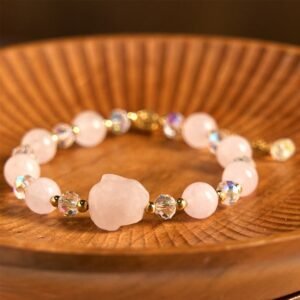 Gentle Tenderness, Worn Daily. Rose Quartz & Crystal Bracelet by AetherFate