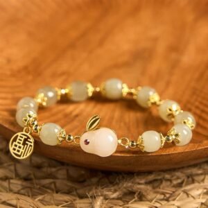 For When You Need Quiet Wisdom | Hetian Jade Fu Character Fu Brand Rabbit Abundance Bracelet