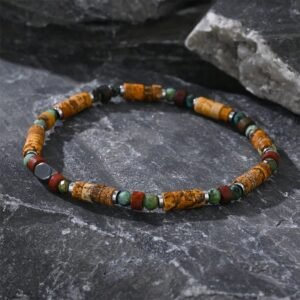 Gentle Serenity, Worn Daily. Stone Picture Jasper Turquoise Hematite Positive Bracelet by AetherFate