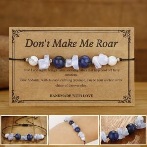 For When You Need Steady Presence | Don't Make Me Roar Purple Agate Blue Lace Agate Blue Sodalite Bracelet