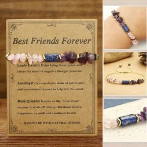 For When You Need Quiet Calm | Best Friends Forever Amethyst Rose Quartz Lazurite Spiritual Bracelet